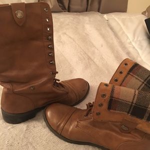 Brown army boots